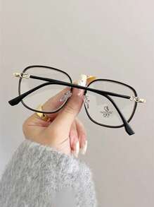 1 chiếc kính kim loại gọng vuông phong cách Hàn Quốc, trang trí bằng đá giả, kính cận, thời trang, nhiều màu sắc cho nam và nữ - Trong sáng - Xem 7