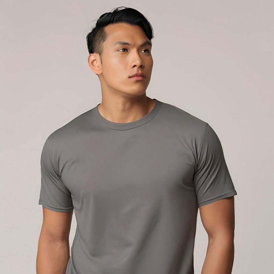 DRY FIT PLUS SIZE T-SHIRT - Plus Size T-Shirt With Holes In The Fabric Gym Workout Bodybuilding Slimfit Outdoor Sports Exercises Light Running - Màu xám đen - Xem 1