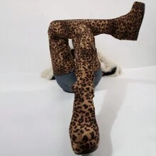 Giày bốt đế xuồng đế mềm in họa tiết da báo cho nữ, phong cách Punk thời thượng - Màu vàng - Xem 8