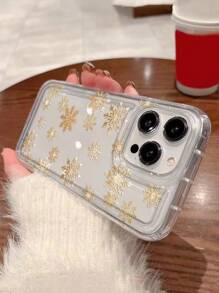 1pc Christmas Winter Snowflake Pattern Transparent Full-Body Protection Shockproof Anti-Fall TPU Soft Rubber Phone Case Compatible With IPhone 16/11/12/13/14/15/15pro/15 Plus/15 Promax/7plus/8plus/X/Xs Max/Xr/11pro/12pro/13pro/14pro/12mini/13mini/11promax/12promax/13promax/14promax/14plus/6/6s/6plus/7/8/16Pro/16plus/16promax/Se& Galaxy/A54/A14/A12/A13/A15/A32/A33/A24/A52S/S20/S21/S22/S23/S24/S23Plus/S24ultra - Multicolor - View 3