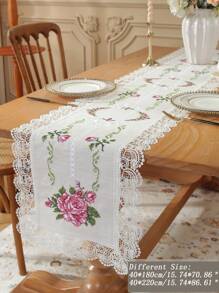 1 tấm vải lanh polyester thêu chữ thập tinh xảo, viền ren rỗng hòa tan trong nước, khăn trải bàn ăn nhà bếp năm mới, miếng lót đĩa, khăn trải bàn, đồ trang trí nhà cửa, tụ họp gia đình, trang trí ngày lễ, trong nhà ngoài trời, bộ đồ trang trí tiệc cưới - Nhiều màu - Xem 5