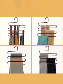 1pc Multi-Tier Trouser Rack, 5-Layers Multi-Functional Clothes Pants Organizer Rack For Wardrobe Organizer, Home Bathroom Towel Storage Hanger, Sorting And Drying Unit, Closet Organizers And Storage, Bedroom Accessories,Spring,Minimalist,Summer Tops - View 10