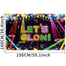 1 件霓虹灯 Let's Glow 摄影背景涂鸦气球旗帜灯光派对横幅 59.1 * 39.4/82.7 * 59.1 英寸生日室内节日户外照片背景情人节快乐 - 彩色 - 查看 3