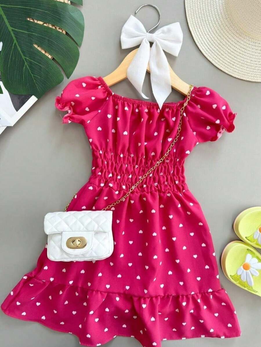 Little Hearts Children's Dress For Girls - 粉色 - 查看 1