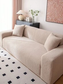 1 pieza Cubierta de asiento de sofá de felpa gruesa y elástica, funda de sofá simple antideslizante y cálida, protector de sofá de cobertura completa, lavable, apto para mascotas, para dormitorio, oficina, sala de estar
