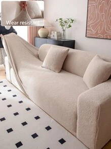 1 pieza Cubierta de asiento de sofá de felpa gruesa y elástica, funda de sofá simple antideslizante y cálida, protector de sofá de cobertura completa, lavable, apto para mascotas, para dormitorio, oficina, sala de estar
