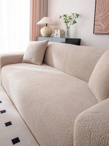 1 pieza Cubierta de asiento de sofá de felpa gruesa y elástica, funda de sofá simple antideslizante y cálida, protector de sofá de cobertura completa, lavable, apto para mascotas, para dormitorio, oficina, sala de estar