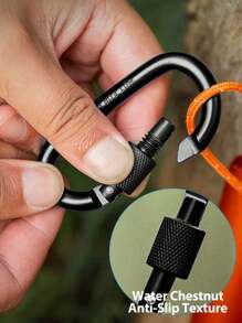 1/3/6个装D型弹簧登山扣，带螺丝门，黑色铝合金扣环，适用于户外活动：攀岩、露营、徒步、钓鱼、钥匙链，42 x 80毫米旅行配件、旅行必备品、汽车配件、户外装备、飞机包必备品、夏季必备品、办公用品 - 黑色 - 查看 5