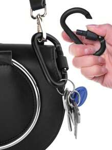 1/3/6个装D型弹簧登山扣，带螺丝门，黑色铝合金扣环，适用于户外活动：攀岩、露营、徒步、钓鱼、钥匙链，42 x 80毫米旅行配件、旅行必备品、汽车配件、户外装备、飞机包必备品、夏季必备品、办公用品 - 黑色 - 查看 4