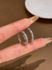 Newsoul 1pair 19-21mm Simple Hoop Zirconia Earrings Ladies Jewelry For Women S925 Sterling Silver Exquisite Creative Hoop Earrings Fine Jewelry Gifts For Girls Daily Life Dating Decor For Prom Party