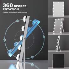Hasipu Makeup Vanity Mirror With Lights, 11" X 14" Tabletop Led Mirror With 11 Dimmable Bulbs, 3 Colors Mode Lighting Mirrors With Stand Aluminum Thin Frame For Living Room, Home Bathroom Decor Summer Makeup Organizer Bathroom Accessories Back To School - US A Type Plug(110-127V) - View 6