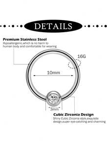 AVYRING 5PCS Septum Rings 16G Septum Jewelry Stainless Steel Septum Piercings Horseshoe Helix Daith Tragus Lip Rings Nose Hoop Hinged Seamless Septum Piercing Jewelry For Women Men