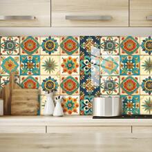 10pcs Retro Kitchen Tiles Stickers, Self-Adhesive PVC Tile Wallpaper, Decorative For Home, Kitchen, Living Room, Bathroom, Wall, Floor, Cabinet DIY - Multicolor - View 6