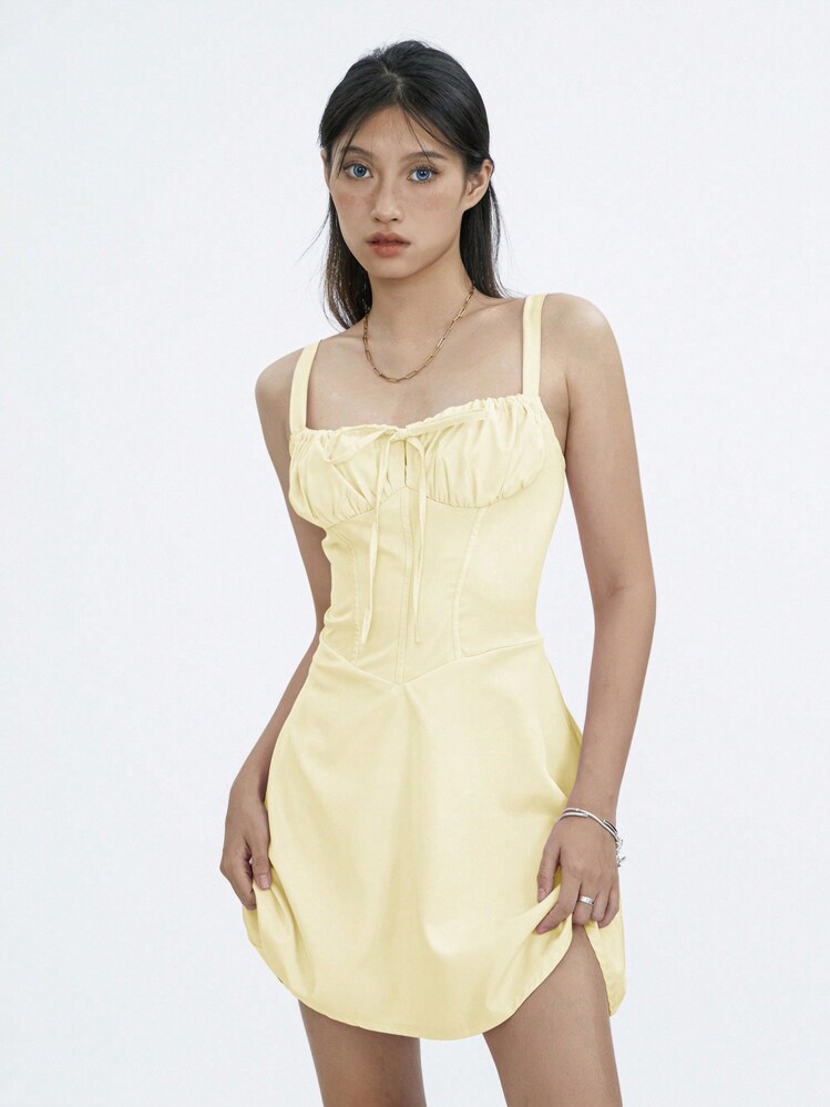 Women's Summer Corset Mini Dress Lace Up Backless A-Line Flowy Sundress Going Out  Fashion Party Dresses Graduation Dresses For Women - 黃色 - 查看 8