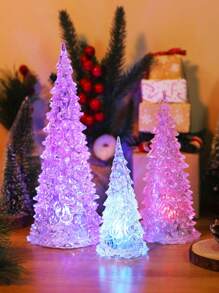 1 件创意树形小夜灯，梦幻色彩渐变树灯带电池，房间装饰，卧室装饰，餐桌装饰小夜灯，适合作为礼物 - 透明 - 查看 2