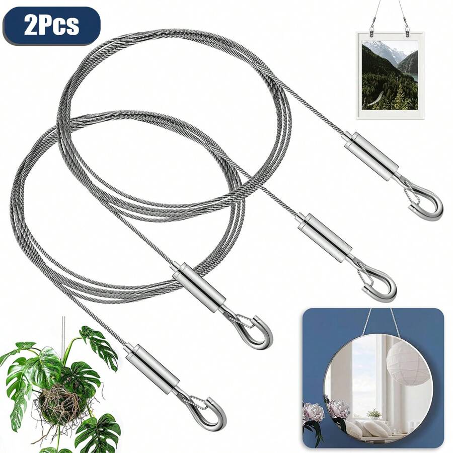 2pcs Adjustable Picture Hanging Wire, Heavy Duty Stainless Steel Cable