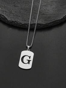 1 pièce Collier en acier de titane avec 26 lettres anglaises pour hommes et femmes, étudiants et couples, design minimaliste, polyvalent, collier de bénédiction initiale, convient pour un port quotidien, fête, Noël, Saint-Valentin, cadeau - Argent - Voir 21