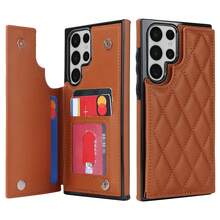AWQUER 钱包手机壳适用于 16 15 14 Plus 13 12 11 Pro Max 8 7 Plus SE 5G 2020 2022 带信用卡插槽支架，PU 皮革手机壳适用于 Galaxy S24 S23 S22 S21 S20 FE Note 20 Ultra 10 Plus A55 A35 A25 A15 A54 A14 A73 A53 A13 A72 A52 A22 A12 A71 A51 A70 A50 S 4G 5G 支架防震带 RFID 屏蔽手机袋保护套 - 棕色 - 查看 33