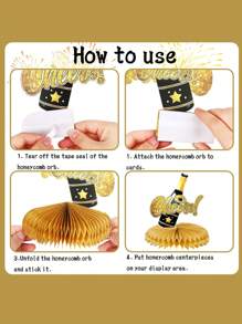 Trang trí theo phong cách tổ ong mừng năm mới, Trang trí mừng năm mới, Đồ trang trí bàn tiệc đêm giao thừa năm 2025 Black Bling, Mặt bàn theo chủ đề mừng năm mới - Nhiều màu - Xem 7