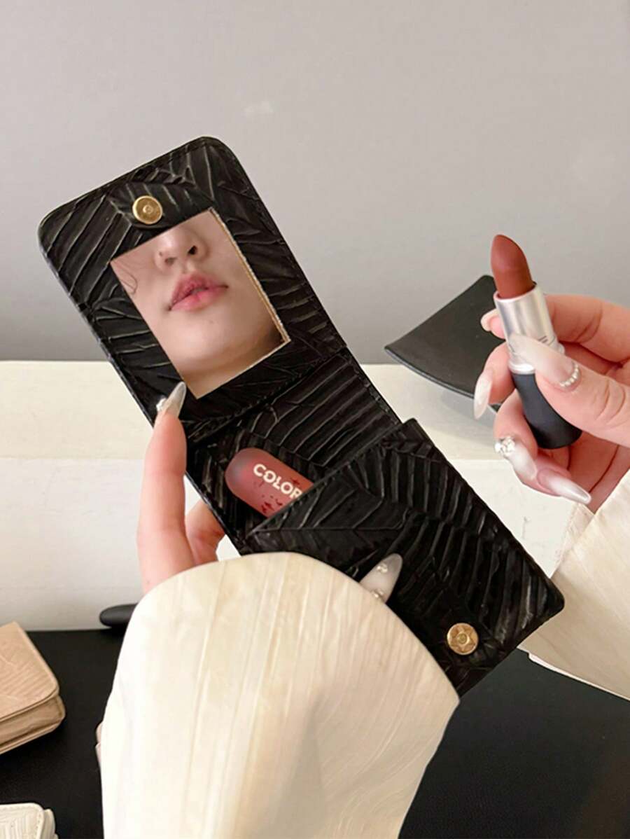 女士个性化口红包化妆品收纳包化妆品收纳袋迷你小袋旅行小化妆盒配件化妆品架刷子包化妆品容器化妆包旅行必需品女士配件旅行用品 - 黑色 - 查看 1