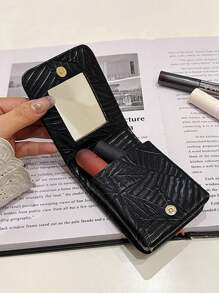 女士个性化口红包化妆品收纳包化妆品收纳袋迷你小袋旅行小化妆盒配件化妆品架刷子包化妆品容器化妆包旅行必需品女士配件旅行用品 - 黑色 - 查看 5