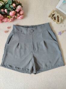 Basic Duna Shorts With Pocket And Back Elastic With Lining - Xám - Xem 2