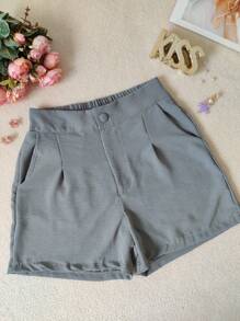 Basic Duna Shorts With Pocket And Back Elastic With Lining - Xám - Xem 1