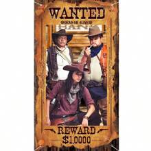 1pc Western Cowboy Bounty Poster Vintage Backdrop, Holiday, Birthday, Party, Bathroom Gift Occasion Decor Hollow Photo Frame Hanging Cloth Photography Prop