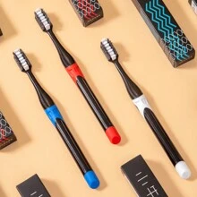 1/3 牙刷 3 种颜色，成人中号刷毛牙刷，防滑刷柄，防尘牙刷套 - 彩色 - 查看 8