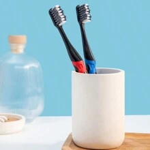 1/3 牙刷 3 种颜色，成人中号刷毛牙刷，防滑刷柄，防尘牙刷套 - 彩色 - 查看 11