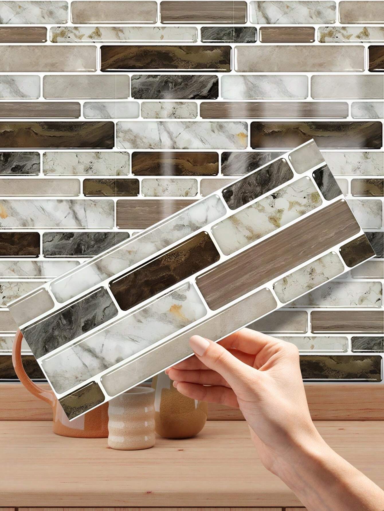 12 Pcs SelfAdhesive Kitchen Backsplash Stickers, Bathroom PVC Oil