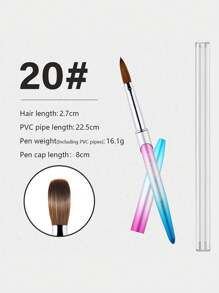 科林斯基亚克力美甲刷，优质美甲貂毛刷，木柄凝胶延长美甲刷，绘图工具 - 彩色 - 查看 14