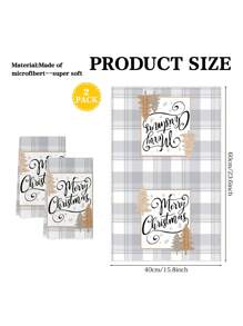 2 Pcs Christmas Kitchen Towels Set, Winter Farmhouse Snowman & Tree Designs, Super Absorbent Woven Dish Cloths, Beige Cartoon Themed Polyester Tea Towels For Holiday Decor & Gift