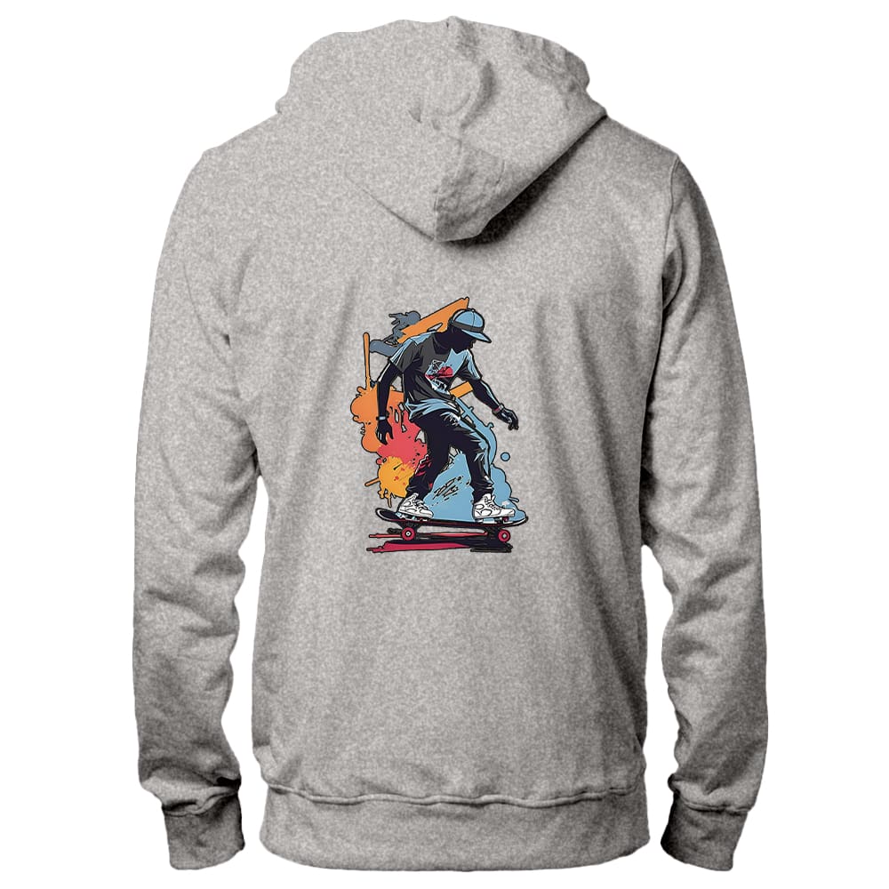 Warm Sweatshirt Various Colors Winter Comfortable Printed Streetwear Skat Back - 灰色 - 查看 1