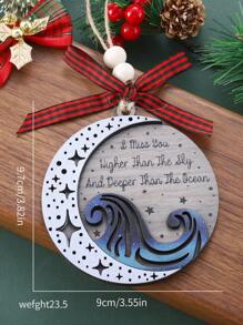我对你的思念比天空更高，比海洋更深，新月海浪装饰，海滩海洋装饰，纪念礼物 2 层木制装饰，树上挂饰，家居饰品装饰，圣诞礼物 - 彩色 - 查看 8