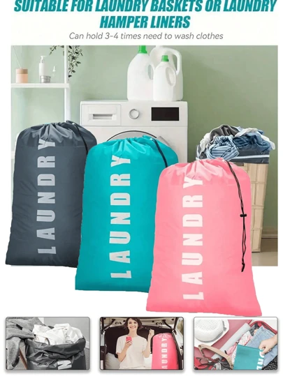1 Pc Laundry Bag Storage Bag, Pink/Green/Gray Drawstring Pouch, Travel Wash Bag, Clothes Organizer Bag, Extra Large Travel Laundry Bags For Dirty Clothes, Laundry Bags For Traveling, Laundry Bags For Dorm, 24" X 36" Laundry Travel Bag, Dorm Room Essentials, College Essentials, Travel ACCESSORIES, Multiple Colors Available School Supplies School Accessories Back To School University Students., Spring, Minimalist, Summer Tops
