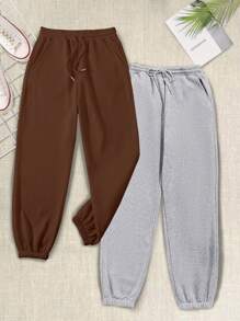 New Women's 2 Pieces Set Thermal Lined Casual Drawstring Sports Trousers Home Clothes Women's Sports Trousers Pajamas Autumn And Winter Warm Pants Suitable For Home Warmth Outdoor Sports Gatherings