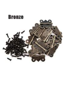 100 Cerniere mini con 400 viti M2x8 di colore bronzo antico, cerniere in ferro vintage per scatole di gioielli in legno a forma di farfalla, dimensione 24x21mm