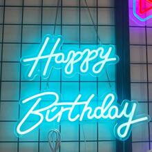 2 stuks acryl LED neonbord "Happy Birthday" lichtgevende letters, dimbaar USB-aangedreven decoratielicht voor feest, huis, borden, wanddecoratie