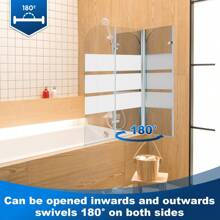 Cecaylie 浴缸附件可折叠透明纳米玻璃 ESG 6mm 浴缸淋浴隔断 2 部分可折叠 100*140CM 白色浴室装饰夏季返校