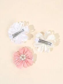 6 件装女孩珍珠花发夹，带水钻，优雅鳄鱼发夹，适合儿童日常头饰 - 彩色 - 查看 3