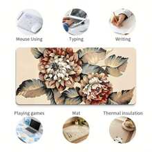1 件彩色花卉印花鼠标垫游戏鼠标垫多尺寸键盘桌垫橡胶防滑办公鼠标垫办公桌配件键盘桌垫适用于学校办公室家庭礼物送给朋友家人 - 彩色 - 查看 6