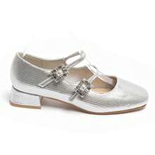 Double Strap Pumps With Rhinestone Buckles – Modern Elegance In Gold, Silver Or Black Patent - Silver - View 2