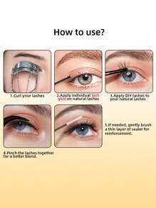 60pcs D Curl 12mm Cluster Anime Lashes Fairy Style Natural Look Clusters Portable DIY - Black - View 8