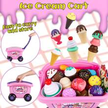Magic4U Ice Cream Cart,48 Piece Pretend Play Set For Kids,Ages 3-6,Includes Scooper,Toppings,Cups & Cones,Great Gift For Girls & Boys - Pink - View 3