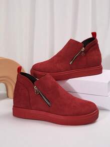 Women's Ankle Boots And Short Boots, Winter Boots, Red Christmas Boots, Women's Flat Shoes, New Shoe Short Boots, Women's Shoes With Zipper , Match Dresses - Red - View 7