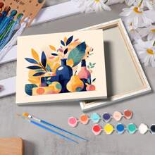 1/2/4幅装裱DIY数字油画卡通花卉图案，易于在画布上绘制，数字绘画DIY工艺品墙画，20x20厘米/7.87x7.87英寸