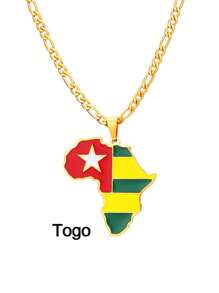GuoShuang 1 件嘻哈非洲地图吊坠项链不锈钢阿尔及利亚摩洛哥埃及突尼斯 Libay 珠宝 - 金色 - 查看 19