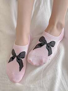 3 双女士隐形袜子，蝴蝶结个性流行短袜，颜色随机 - 彩色 - 查看 6