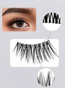 20 Pairs Of 12mm Transparent Stem Natural Style Half-Lashes For Daily Wear And Party - Black - View 3